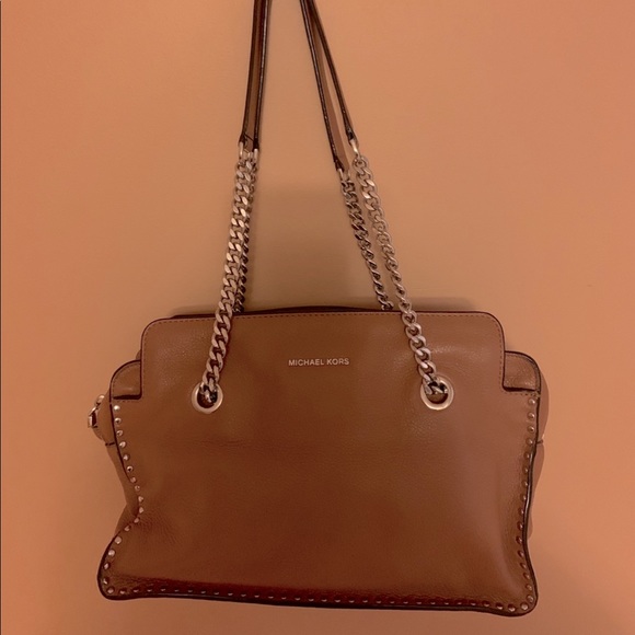 Michel Kors tan purse with silver embellishments - Picture 1 of 4